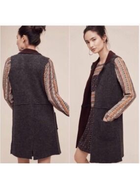 Moth Anthropologie Wool Blend Open Sweater Vest Size XS/S